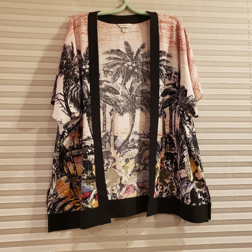 Christopher & Banks Colorful Tropical print Open front Cardigan. Size S/M.